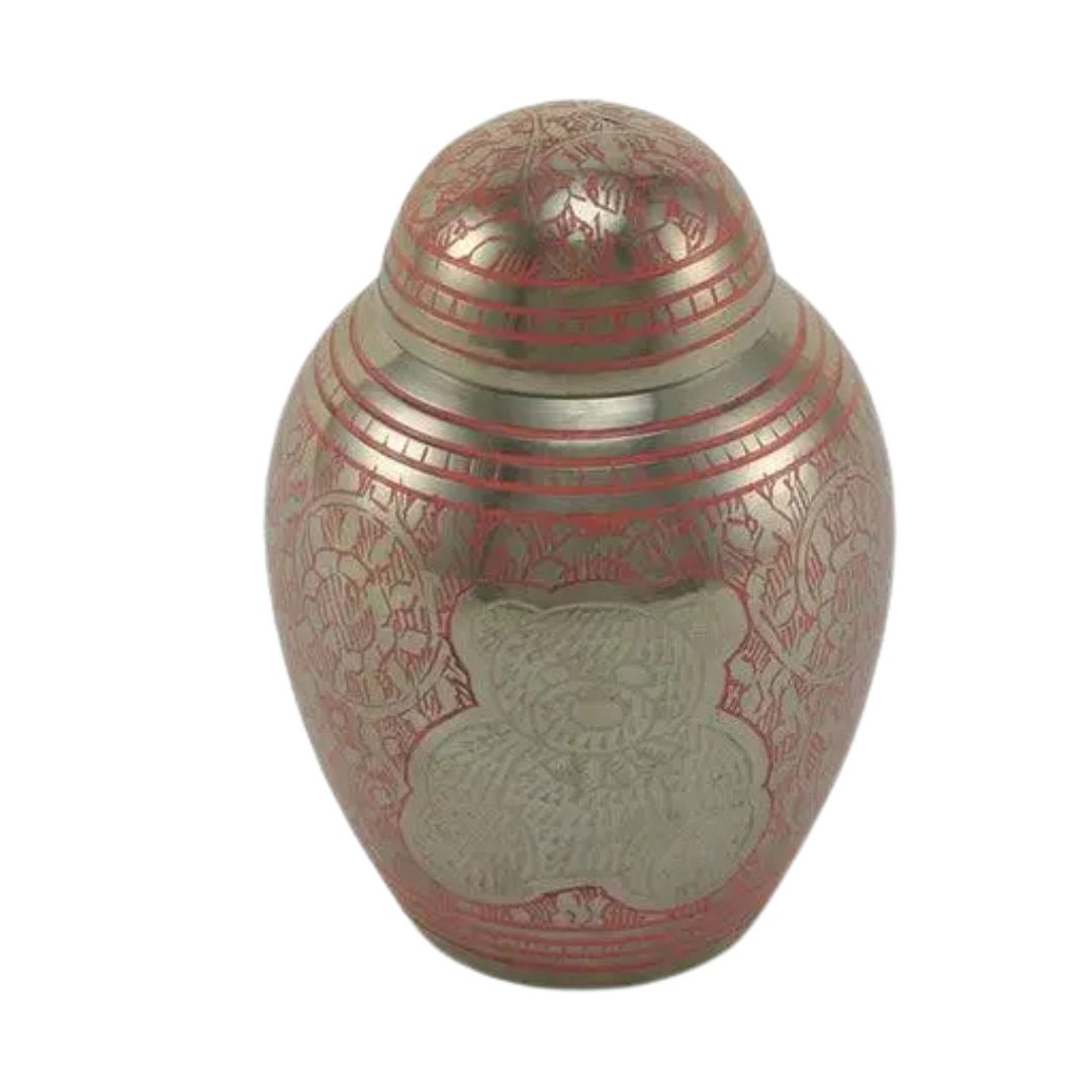 Teddy Bear Medium Pink Brass Urn