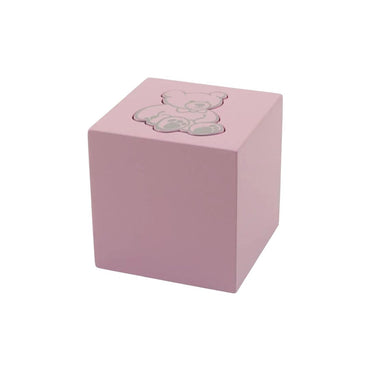 Teddy Cube Extra Small Pink Wood Urn