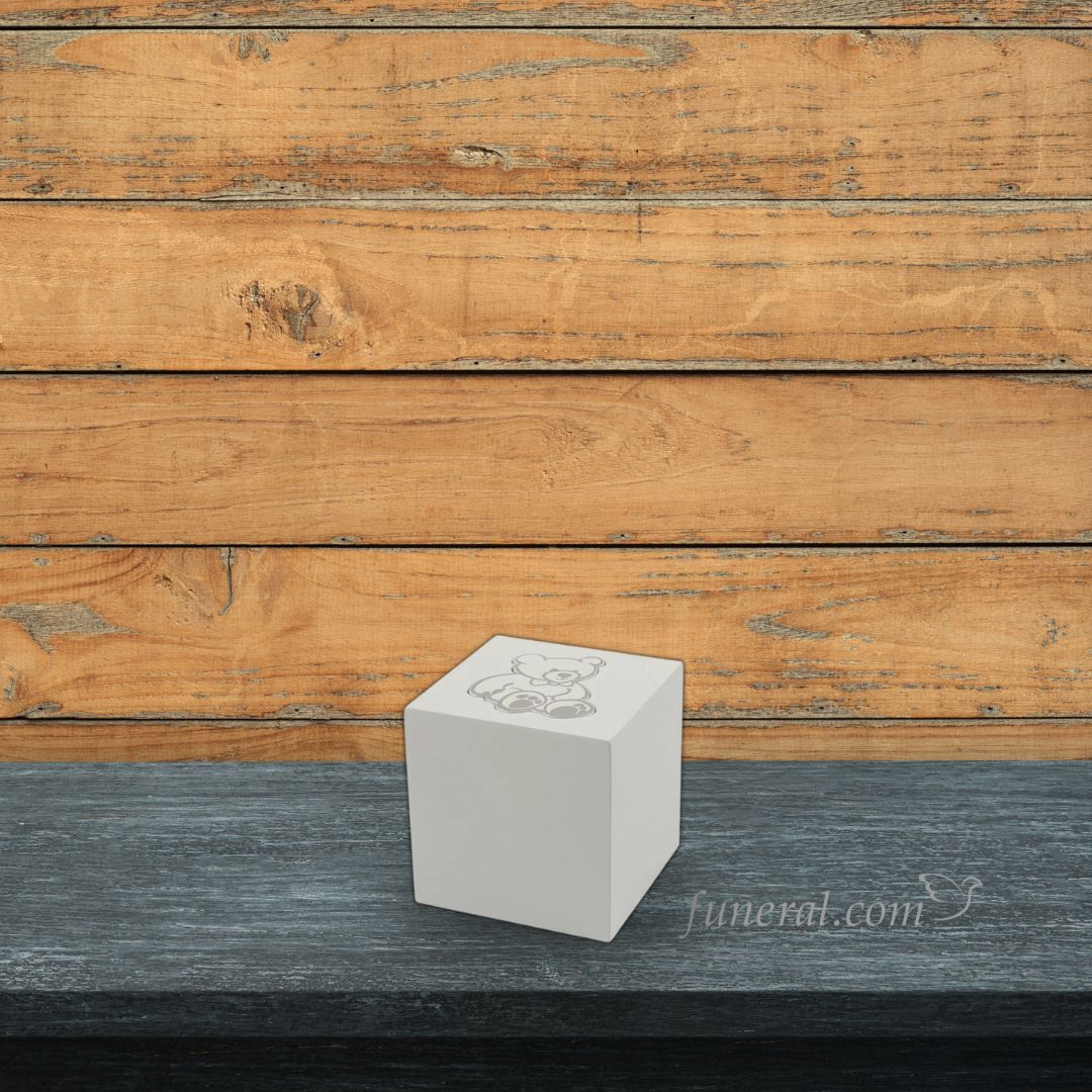 Urna de madera blanca extra pequeña Bear Cubes