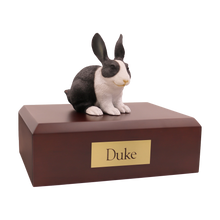 Black and White Alert Rabbit, Sitting Figurine Pet Cremation Urn - Funeral.com, Inc.