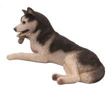 Black and White Husky, Chewing Stick Figurine Pet Cremation Urn - Funeral.com, Inc.