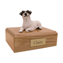 Black and White Jack Russell Terrier, Lying Down Figurine Pet Cremation Urn - Funeral.com, Inc.