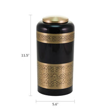 Black Brass Adult Cremation Urn with Vintage Floral Band - Funeral.com, Inc.