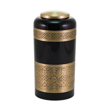 Black Brass Adult Cremation Urn with Vintage Floral Band - Funeral.com, Inc.