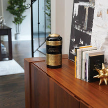 Black Brass Adult Cremation Urn with Vintage Floral Band - Funeral.com, Inc.