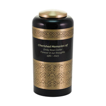 Black Brass Adult Cremation Urn with Vintage Floral Band - Funeral.com, Inc.