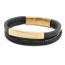 Black & Bronze Triple Band Leather Cremation Bracelet - Funeral.com, Inc.