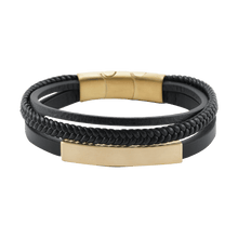 Black & Bronze Triple Band Leather Cremation Bracelet - Funeral.com, Inc.