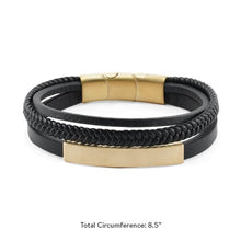Black & Bronze Triple Band Leather Cremation Bracelet - Funeral.com, Inc.