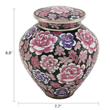 Black Cloisonné Adult Cremation Urn with Pink Floral Design - Funeral.com, Inc.