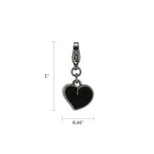 Black Enameled Heart Charm Pet Cremation Jewelry - Funeral.com, Inc.