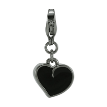 Black Enameled Heart Charm Pet Cremation Jewelry - Funeral.com, Inc.