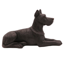 Black Great Dane, Ears Up Lying Down Figurine Pet Cremation Urn - Funeral.com, Inc.