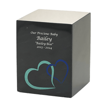 Black Marble Blue Heart Inlay Extra Large Pet Cremation Urn - Funeral.com, Inc.