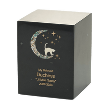 Black Marble Cat & Moon Pink Extra Large Pet Cremation Urn - Funeral.com, Inc.