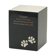 Black Marble Paws Print Inlay Extra Large Pet Cremation Urn - Funeral.com, Inc.