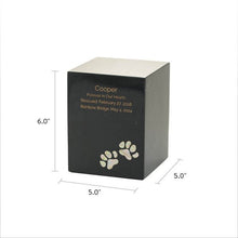 Black Marble Paws Print Inlay Large Pet Cremation Urn - Funeral.com, Inc.