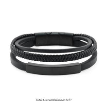 Black & Onyx Triple Band Leather Cremation Bracelet - Funeral.com, Inc.