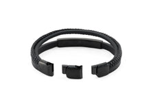 Black & Onyx Triple Band Leather Cremation Bracelet - Funeral.com, Inc.