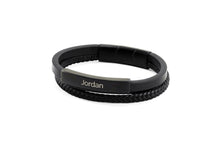 Black & Onyx Triple Band Leather Cremation Bracelet - Funeral.com, Inc.