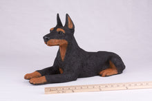 Black & Tan Coat Doberman Pinscher with Ears Up Figurine Extra Large Pet Urn - Funeral.com, Inc.