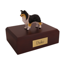 Black, White and Red Collie, Standing Figurine Pet Cremation Urn - Funeral.com, Inc.