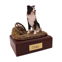 Black & White Border Collie, Sitting Figurine Pet Cremation Urn - Funeral.com, Inc.