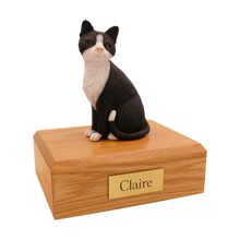 Black & White Cat, Sitting Figurine Pet Cremation Urn - Funeral.com, Inc.