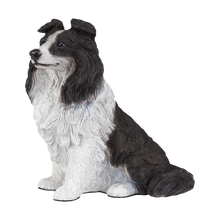Black & White Coat Border Collie Figurine Extra Large Pet Urn - Funeral.com, Inc.
