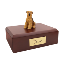Black & White Tan Airedale Terrier, Sitting Figurine Pet Cremation Urn - Funeral.com, Inc.