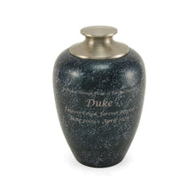 Blue Alloy Large Pet Urn with High Marble Gloss Design - Funeral.com, Inc.