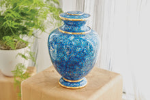 Blue Azure Floral Cloisonné Adult Cremation Urn - Funeral.com, Inc.