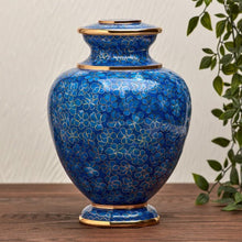 Blue Azure Floral Cloisonné Adult Cremation Urn - Funeral.com, Inc.