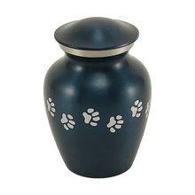 Blue Brass Pewter Paw Print Accents Medium Pet Cremation Urn - Funeral.com, Inc.