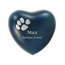 Blue Brass Pewter Paw Print Accents Pet Heart Keepsake Urn - Funeral.com, Inc.