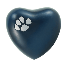 Blue Brass Pewter Paw Print Accents Pet Heart Keepsake Urn - Funeral.com, Inc.