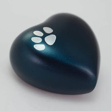 Blue Brass Pewter Paw Print Accents Pet Heart Keepsake Urn - Funeral.com, Inc.