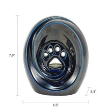 Blue Ceramic Medium Pet Urn with Memory Light and Paw Design - Funeral.com, Inc.