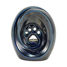 Blue Ceramic Medium Pet Urn with Memory Light and Paw Design - Funeral.com, Inc.