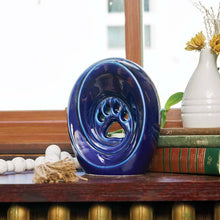 Blue Ceramic Medium Pet Urn with Memory Light and Paw Design - Funeral.com, Inc.