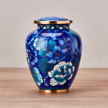 Blue Cloisonné Medium Pet Cremation Urn with Floral Design - Funeral.com, Inc.
