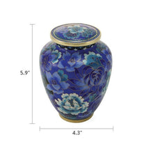 Blue Cloisonné Medium Pet Cremation Urn with Floral Design - Funeral.com, Inc.