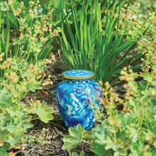 Blue Cloisonné Medium Pet Cremation Urn with Floral Design - Funeral.com, Inc.