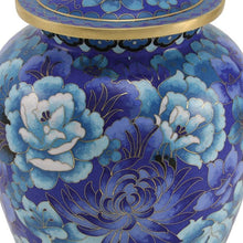 Blue Cloisonné Peony & Chrysanthemum Adult Cremation Urn - Funeral.com, Inc.
