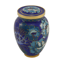 Blue Cloisonné Peony & Chrysanthemum Keepsake Urn - Funeral.com, Inc.