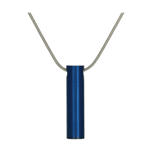 Blue Cylinder Pet Cremation Necklace, 19" Stainless Steel Chain - Funeral.com, Inc.