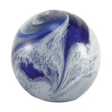 Blue & White Swirl Glass Sphere Keepsake Urn - Funeral.com, Inc.