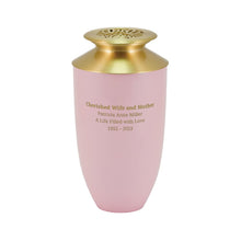 Blush Pink Aluminum Adult Cremation Urn with Brass Butterfly Lid - Funeral.com, Inc.
