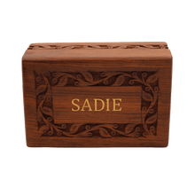 Border Rosewood Pet Cremation Urn with Laser Engraving - Funeral.com, Inc.