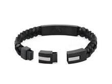 Braided Black Leather & Onyx Cremation Bracelet - Funeral.com, Inc.